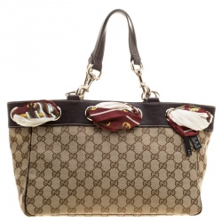 Pre Owned حقيبة توت غوتشي وشاح كانفاس بوسيتانو GG