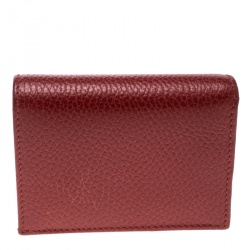 مملوكة مسبقًا حافظة بطاقات غوتشي G مزدوج جلد حمراء