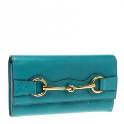 Gucci Turquoise Leather Horsebit Continental Wallet