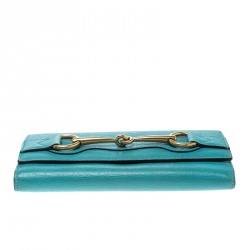 Gucci Turquoise Leather Horsebit Continental Wallet