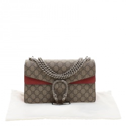 مملوكة مسبقًا Gucci Beige/Red GG Supreme Canvas and Suede Dionysus Shoulder Bag