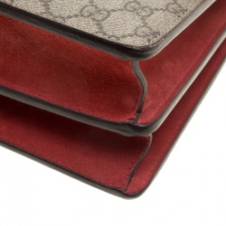 مملوكة مسبقًا Gucci Beige/Red GG Supreme Canvas and Suede Dionysus Shoulder Bag