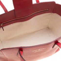 Pre Owned Gucci Red Leather Small Swing Tote