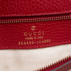 Pre Owned Gucci Red Leather Small Swing Tote