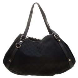 Pre Owned حقيبة كتف غوتشي جلد وكانفاس GG سوداء