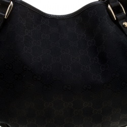 Pre Owned حقيبة كتف غوتشي جلد وكانفاس GG سوداء