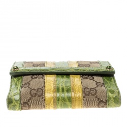 Gucci Multicolor GG Canvas and Alligator Compact Wallet 