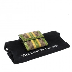 Gucci Multicolor GG Canvas and Alligator Compact Wallet 