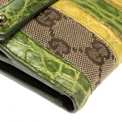 Gucci Multicolor GG Canvas and Alligator Compact Wallet 