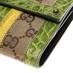 Gucci Multicolor GG Canvas and Alligator Compact Wallet 