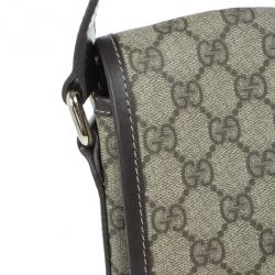 Pre Owned Gucci Brown GG Guccissima Leather Web Stripe Flap Messenger