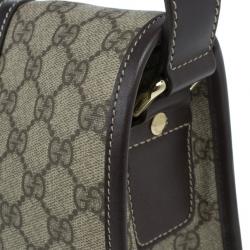 Pre Owned Gucci Brown GG Guccissima Leather Web Stripe Flap Messenger