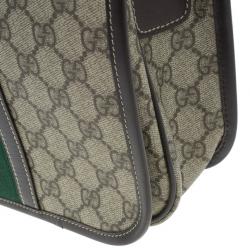 Pre Owned Gucci Brown GG Guccissima Leather Web Stripe Flap Messenger