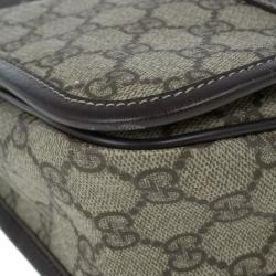Pre Owned Gucci Brown GG Guccissima Leather Web Stripe Flap Messenger
