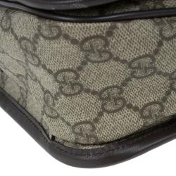 Pre Owned Gucci Brown GG Guccissima Leather Web Stripe Flap Messenger