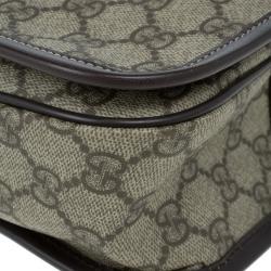 Pre Owned Gucci Brown GG Guccissima Leather Web Stripe Flap Messenger