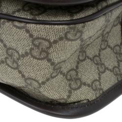 Pre Owned Gucci Brown GG Guccissima Leather Web Stripe Flap Messenger
