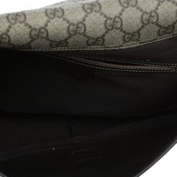 Pre Owned Gucci Brown GG Guccissima Leather Web Stripe Flap Messenger
