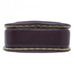 Pre Owned Gucci Burgundy Canvas and Leather Trim Borsa Bamboo Top Handle