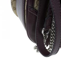 Pre Owned Gucci Burgundy Canvas and Leather Trim Borsa Bamboo Top Handle