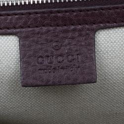 Pre Owned Gucci Burgundy Canvas and Leather Trim Borsa Bamboo Top Handle