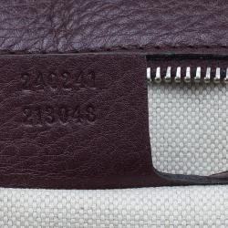 Pre Owned Gucci Burgundy Canvas and Leather Trim Borsa Bamboo Top Handle