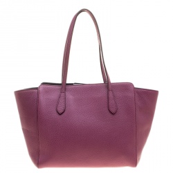 Pre Owned Gucci Pink Leather Small Swing Tote