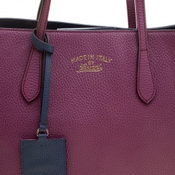 Pre Owned Gucci Pink Leather Small Swing Tote