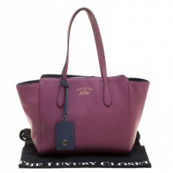 Pre Owned Gucci Pink Leather Small Swing Tote