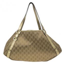 مملوكة مسبقًا Gucci Gold Metallic GG Crystal Abbey Tote
