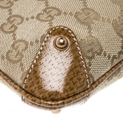 مملوكة مسبقًا حقيبة إكسسوارات صغيرة غوتشي بامبو كانفاس GG جملية/ بيج