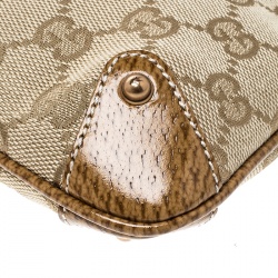 مملوكة مسبقًا حقيبة إكسسوارات صغيرة غوتشي بامبو كانفاس GG جملية/ بيج