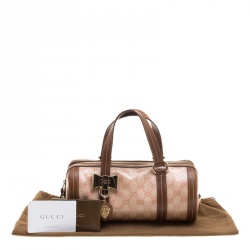 مملوكة مسبقًا Gucci Pink/Brown GG Crystal Canvas Small Duchessa Boston Bag