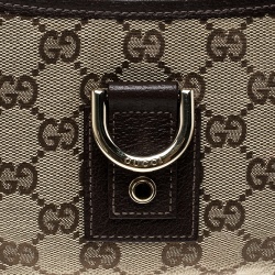 Pre Owned حقيبة كتف غوتشي أبي صغيرة كانفاس GG بنية/ بيج