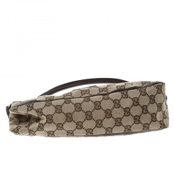 Pre Owned حقيبة كتف غوتشي أبي صغيرة كانفاس GG بنية/ بيج