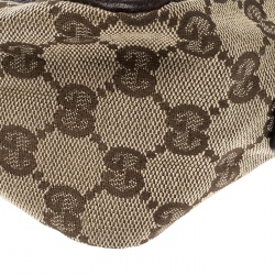 Pre Owned حقيبة كتف غوتشي أبي صغيرة كانفاس GG بنية/ بيج