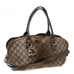 Pre Owned Gucci Beige/Bronze Metallic GG Canvas Heart Bit Top Handle Bag