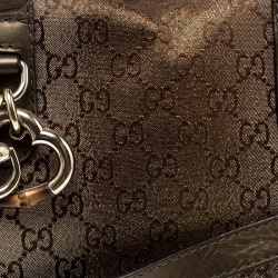 Pre Owned Gucci Beige/Bronze Metallic GG Canvas Heart Bit Top Handle Bag
