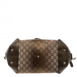Pre Owned Gucci Beige/Bronze Metallic GG Canvas Heart Bit Top Handle Bag