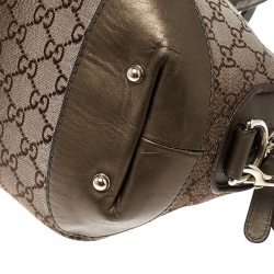Pre Owned Gucci Beige/Bronze Metallic GG Canvas Heart Bit Top Handle Bag
