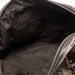 مملوكة مسبقًا حقيبة غوتشي بوسطن جلد وكانفاس هورسبيت بنية/ بيج