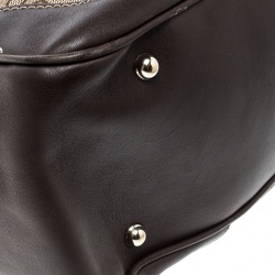 مملوكة مسبقًا حقيبة غوتشي بوسطن جلد وكانفاس هورسبيت بنية/ بيج