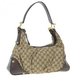 مملوكة مسبقًا Gucci Beige Monogram GG Jockey Hobo