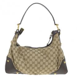مملوكة مسبقًا Gucci Beige Monogram GG Jockey Hobo