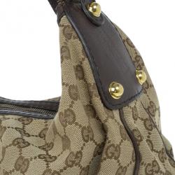 مملوكة مسبقًا Gucci Beige Monogram GG Jockey Hobo