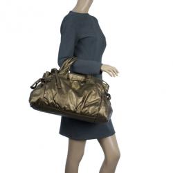 Pre Owned Gucci Gold Leather Large Hysteria Tote