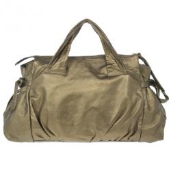 Pre Owned Gucci Gold Leather Large Hysteria Tote