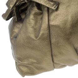 Pre Owned Gucci Gold Leather Large Hysteria Tote