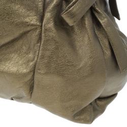 Pre Owned Gucci Gold Leather Large Hysteria Tote