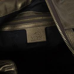 Pre Owned Gucci Gold Leather Large Hysteria Tote